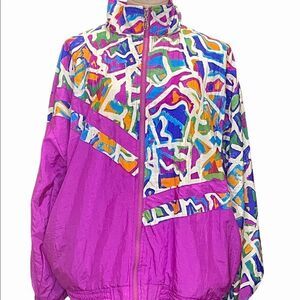 Vintage lightweight purple multi color windbreaker